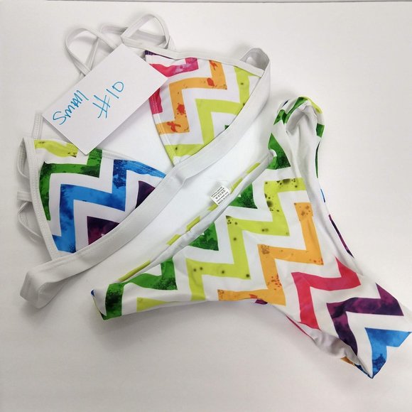 Chevron Bikini Rainbow Colors Adjustable SMALL - Picture 1 of 8